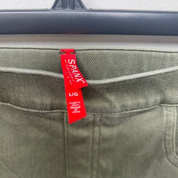 Spanx Olive Green High-Waisted Skinny Pants With Pockets Large Stretch Fabric - Picture 7 of 10